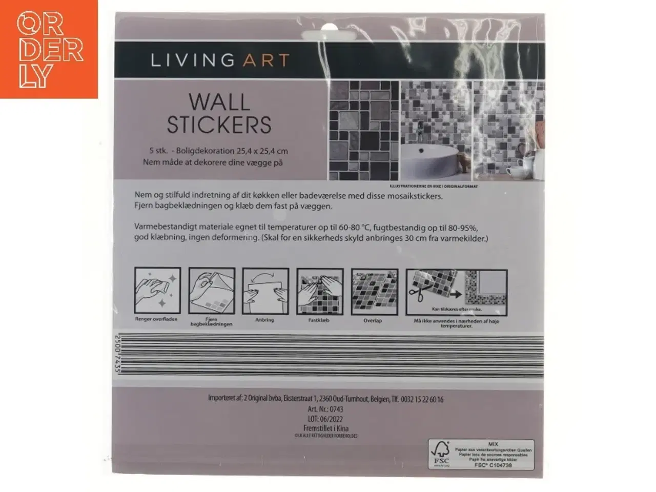 Billede 2 - Mosaik vægstickers fra Living Art (str. 5 stk 25,4x25,4 cm)