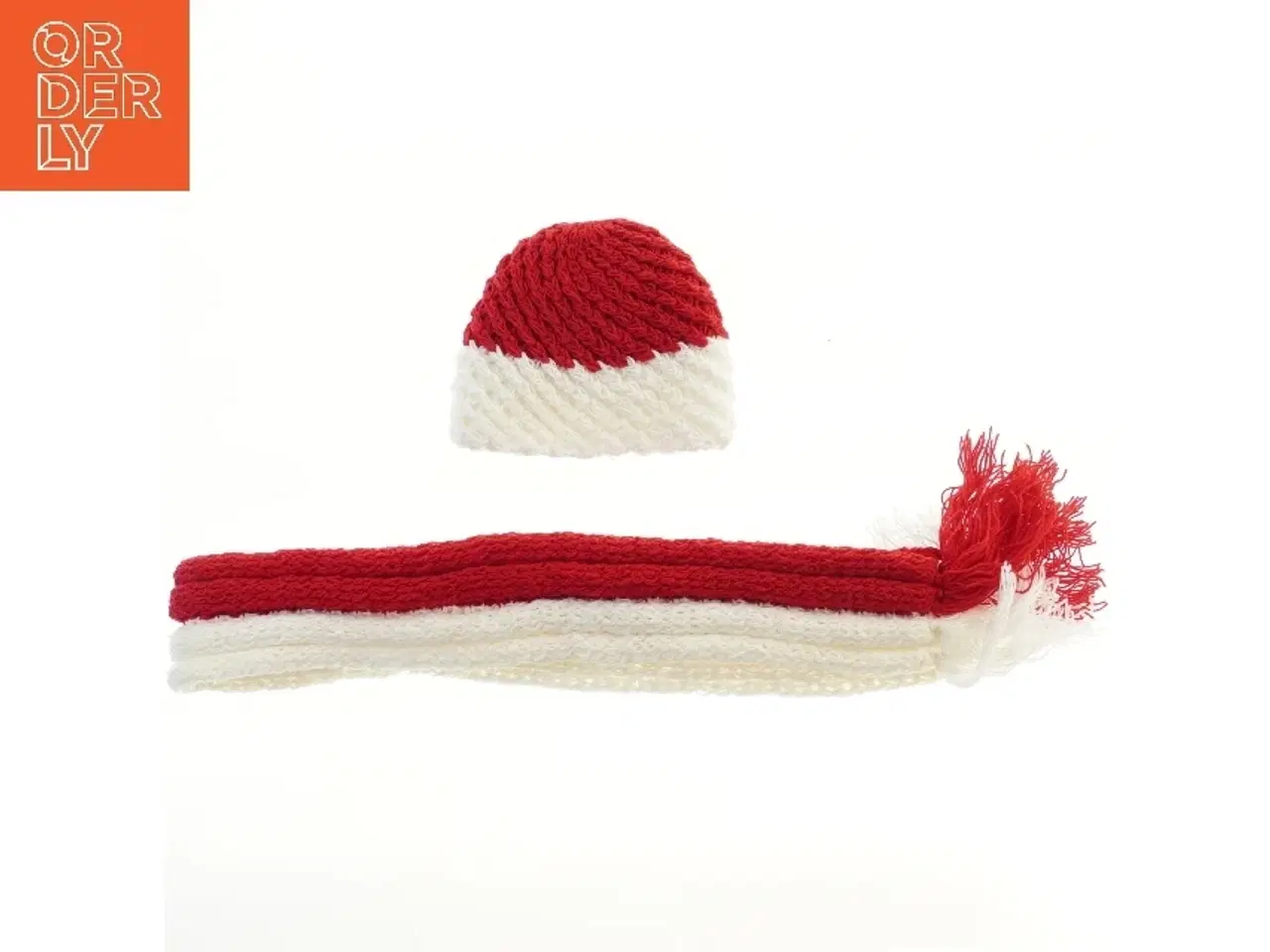 Billede 1 - Strikket hue og halstørklæde (str. 25,5x21,5 & 13x162 cm)