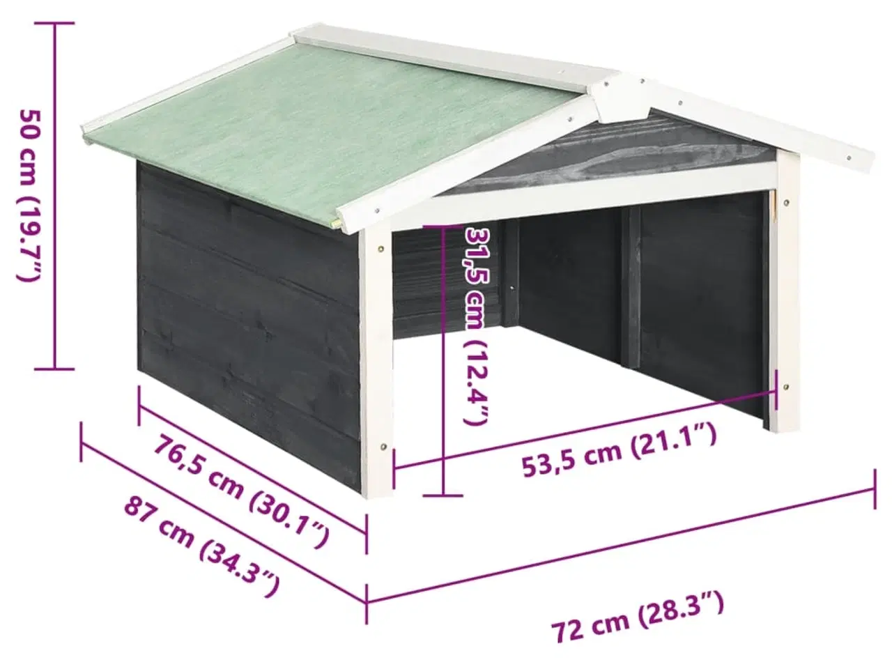 Billede 9 - Hus til robotplæneklipper 72x87x50 cm fyrretræ grå