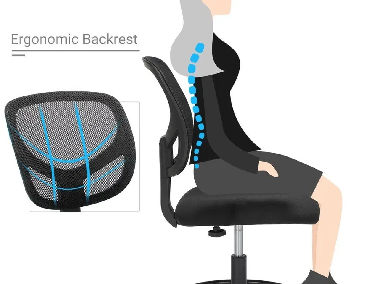 Billede 4 - Kontorstol med netryg Mesh Drafting, sort (OBN15BK)