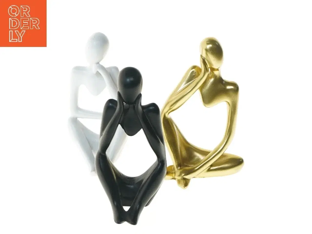 Billede 1 - Dekorative figurer i hvid, sort og guld, 3 stk (str. 3 stk 13 cm)