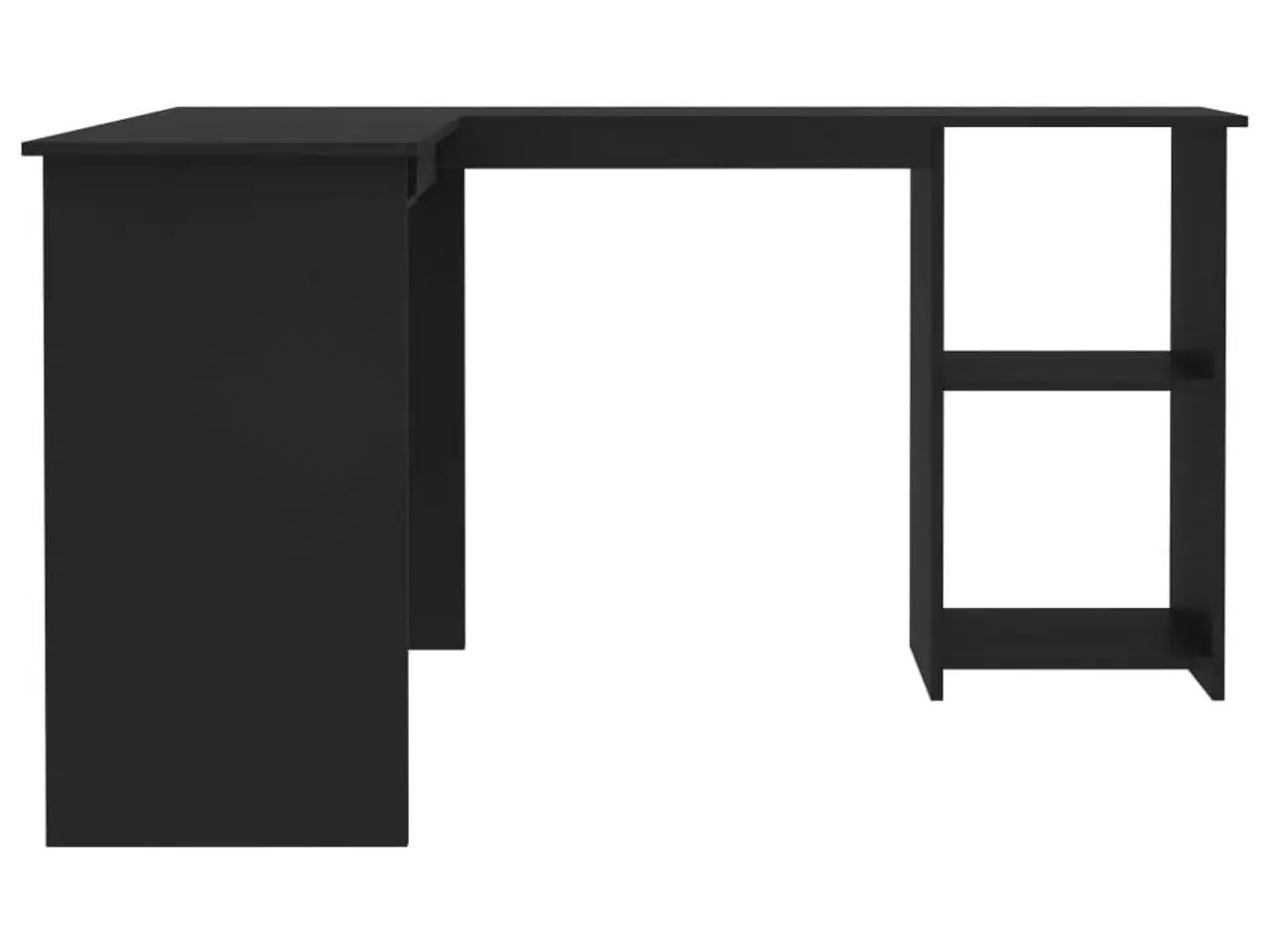 Billede 5 - L-formet skrivebord 120x140x75 cm konstrueret træ sort