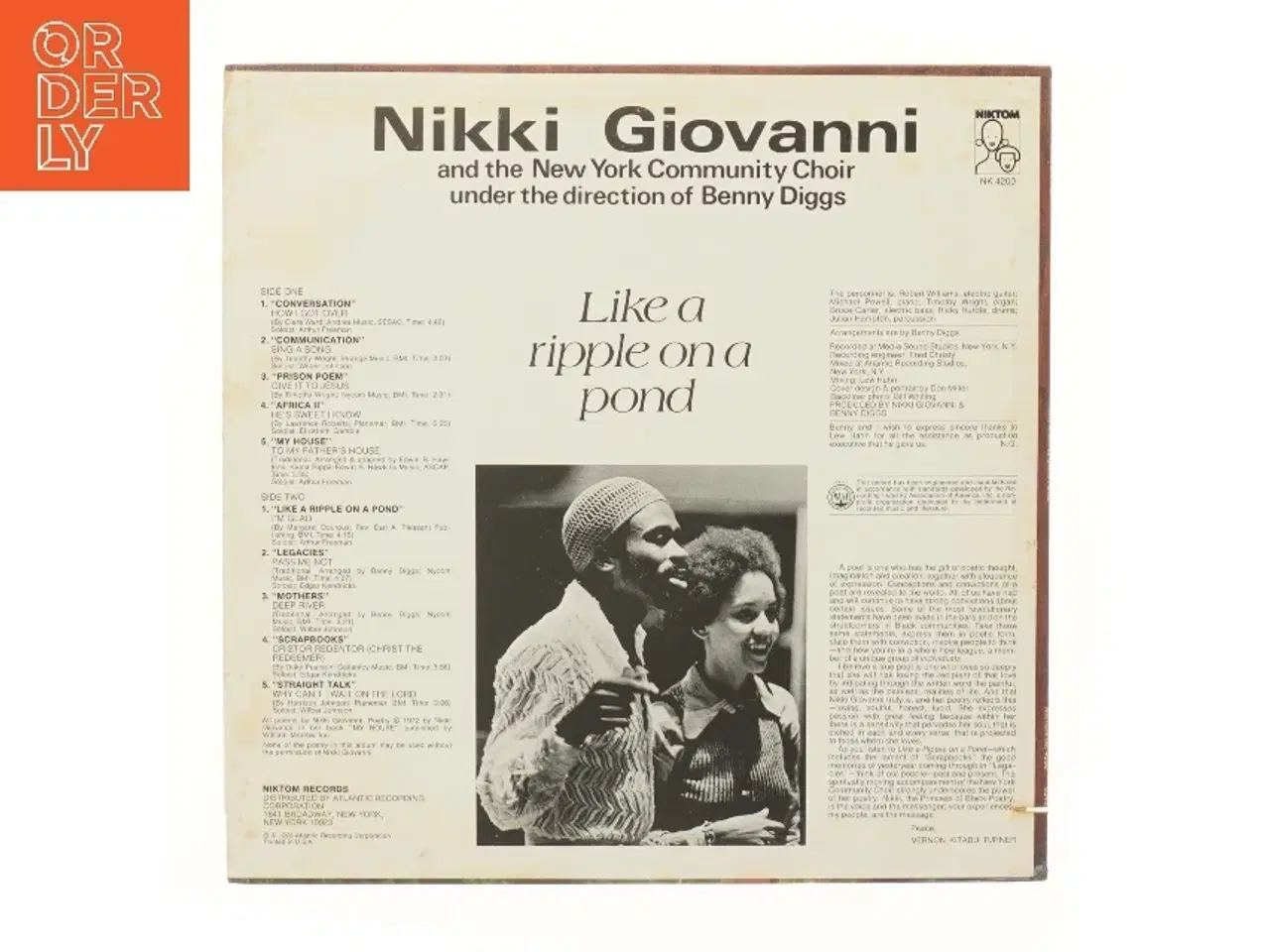 Billede 2 - Nikki Giovanni plade - Like a ripple on a pond fra NikTom Records