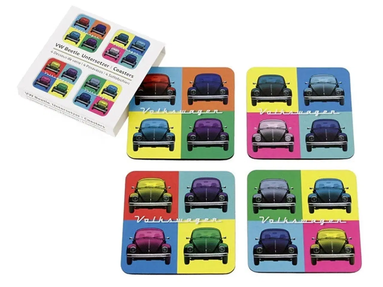 Billede 1 - VW Beetle flerfarvet glasbrikker 4 stk.