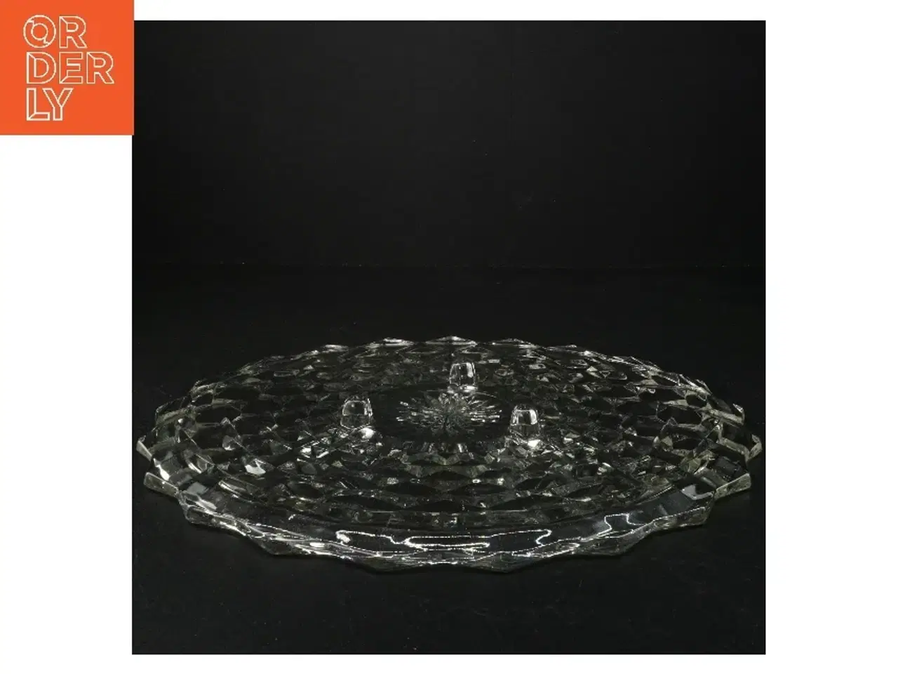 Billede 2 - Glasfad med dekorativt mønster (str. 31 cm i diameter)