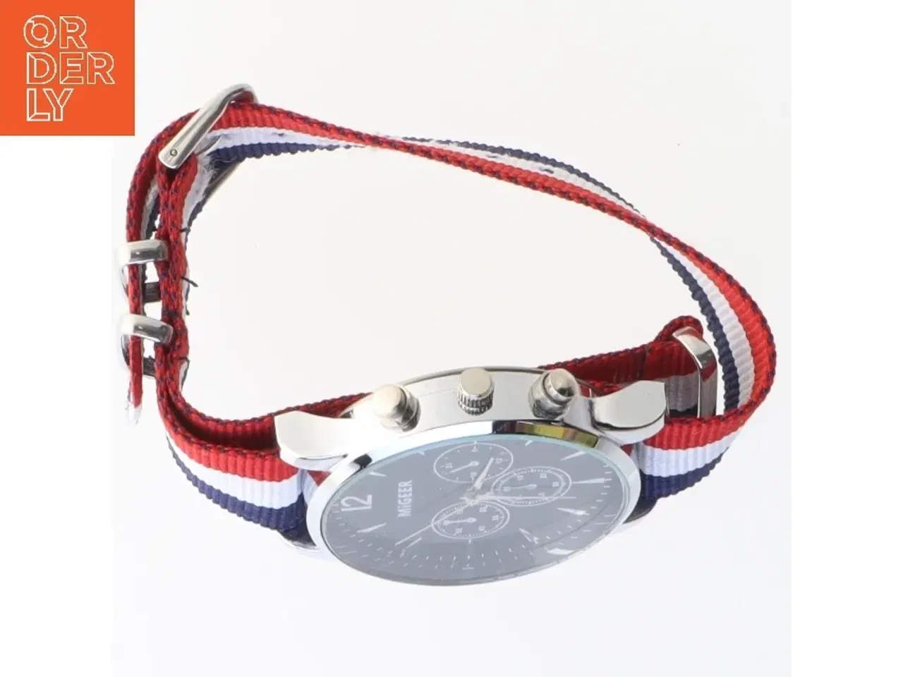 Billede 2 - MiGEER ur med flerfarvet stofrem fra Migeer (str. Ø 4,5 cm)