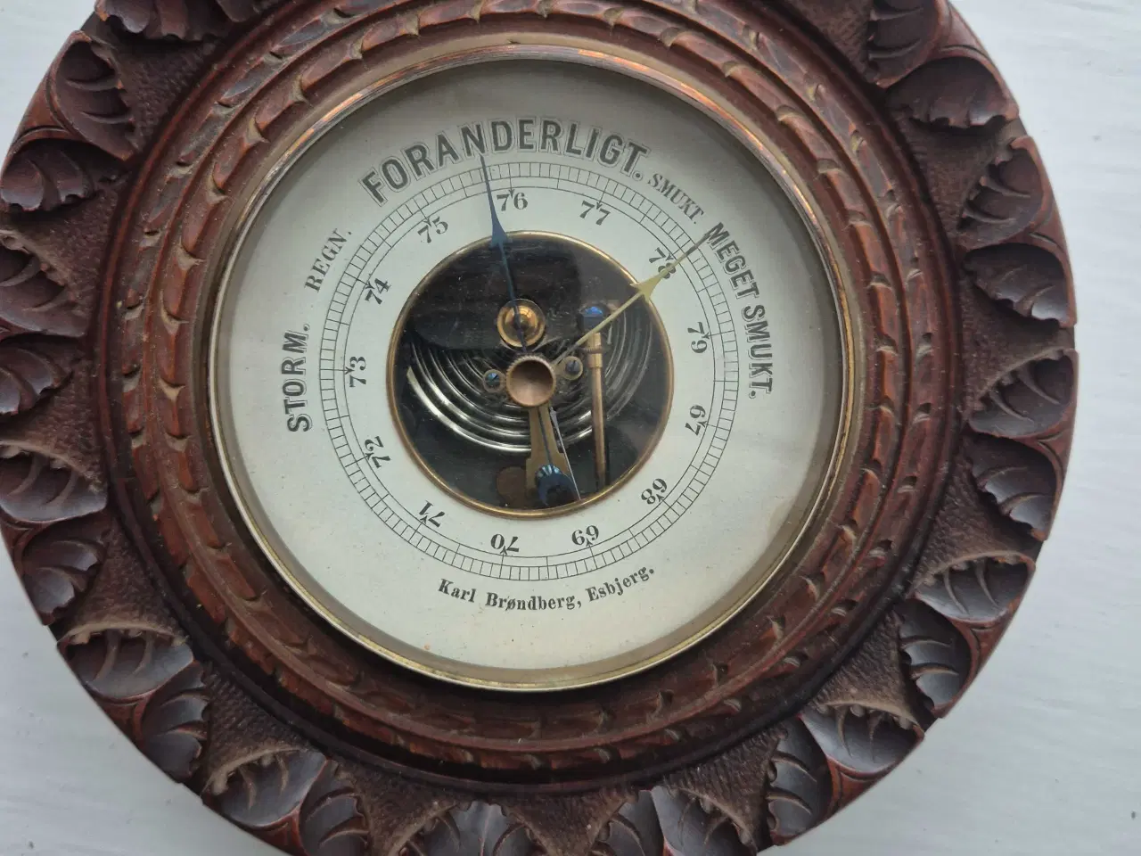 Billede 1 - Smukt og fuldt funktionsdygtigt antikt vægbaromete