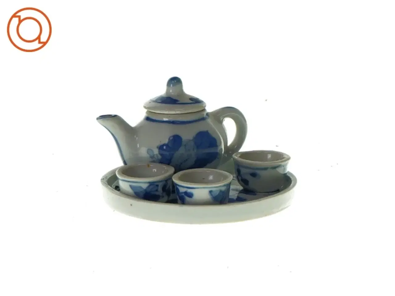 Billede 1 - Miniature testel med 4 kopper, kande og bakke (str. Bakke Ø: 9 cm) (str. Bakke Ø: 9 cm)