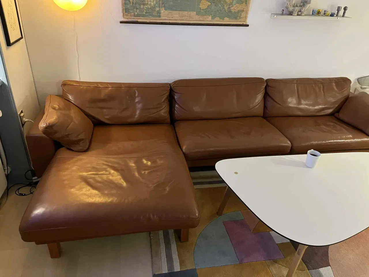 Billede 3 - Nielaus Handy sofa i brunt læder med chaiselong