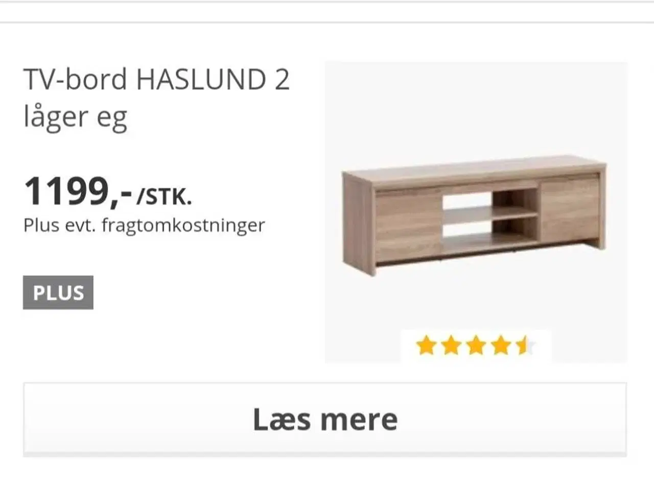 Billede 3 - HASLUND TV-bord – lys eg, 2 låger