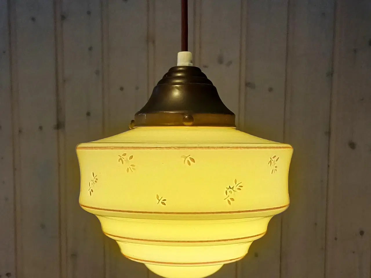 Billede 3 - Vintage/Retro loftlampe med glasskærm