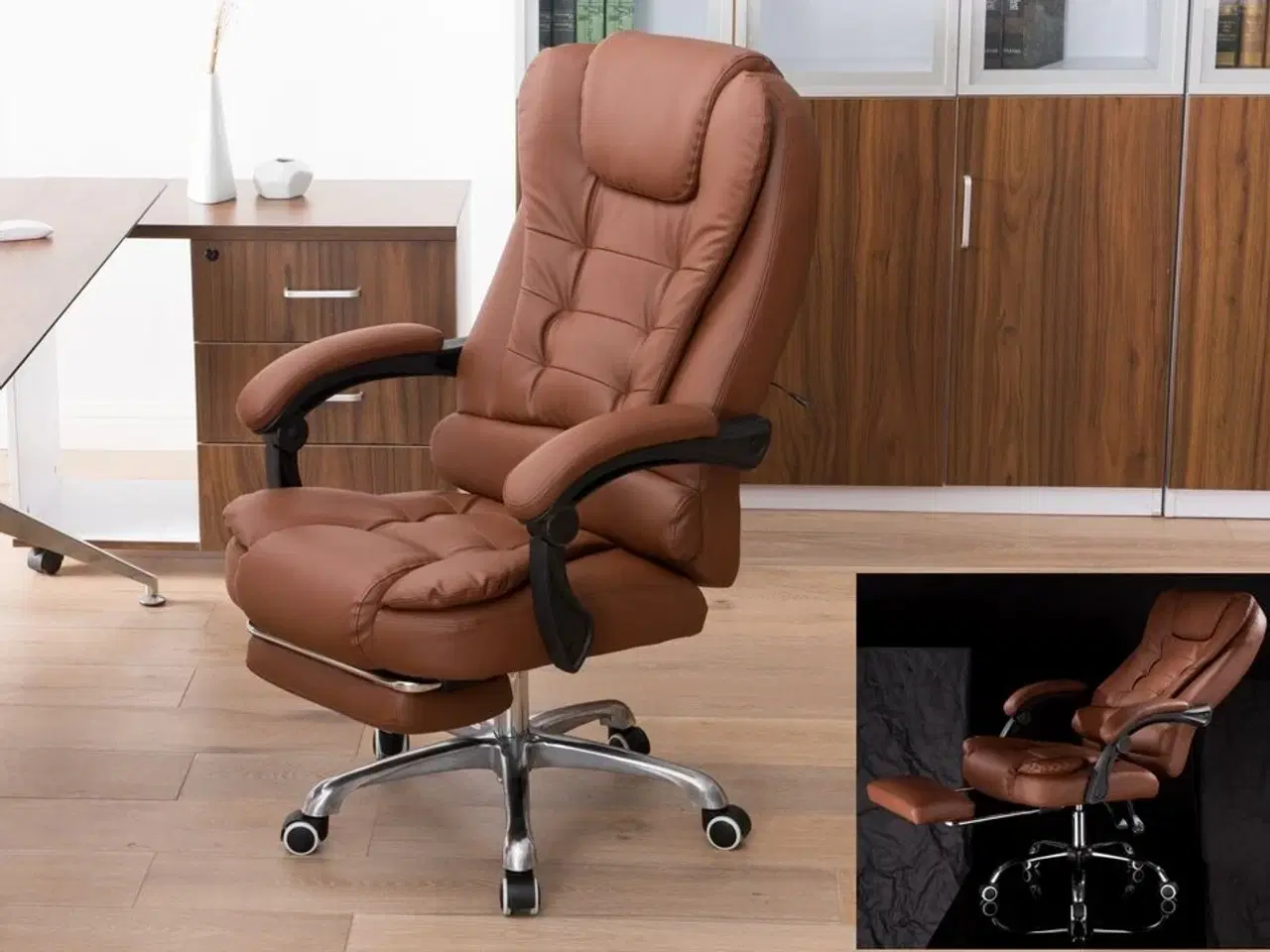 Billede 1 - Kontorstol model "MAYOR", cognac farvet.