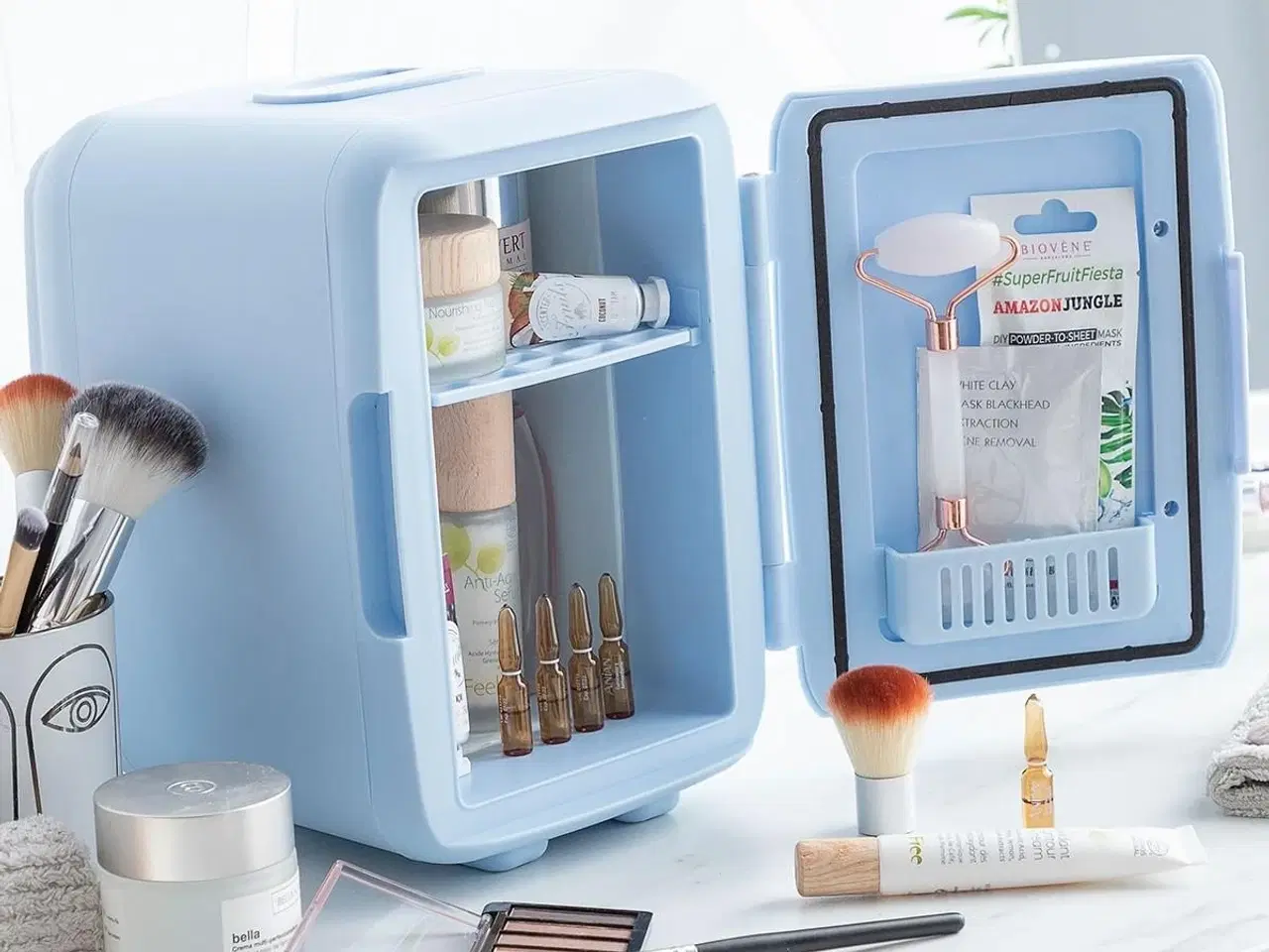 Billede 8 - Mini Cosmetics Køleskab Frecos - 4 L, blå