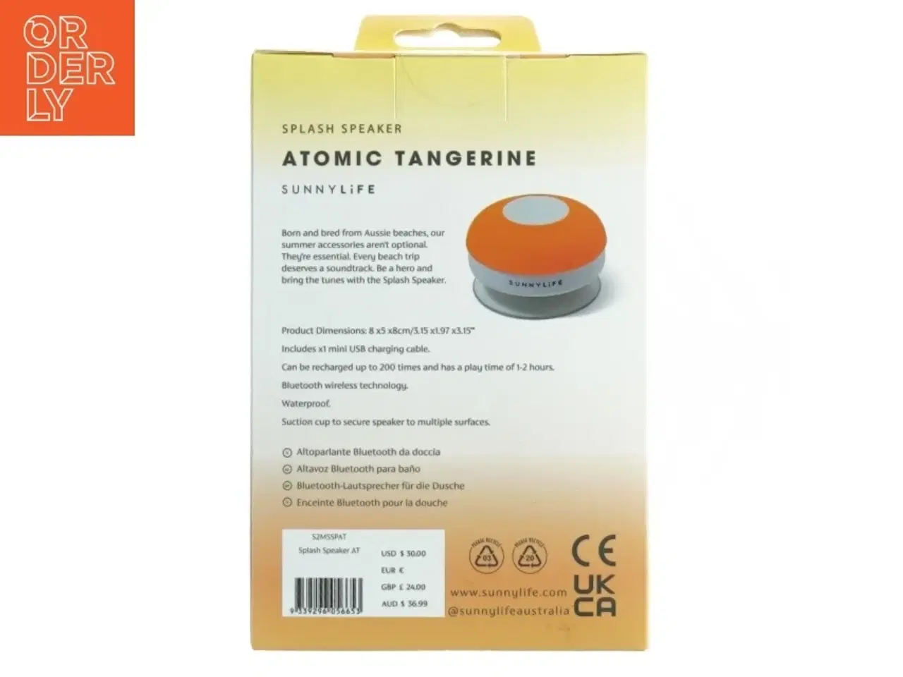 Billede 3 - Vandtæt Splash Speaker fra Sunnylife (str. Kasse 15 x, 10 x 5,5 cm)