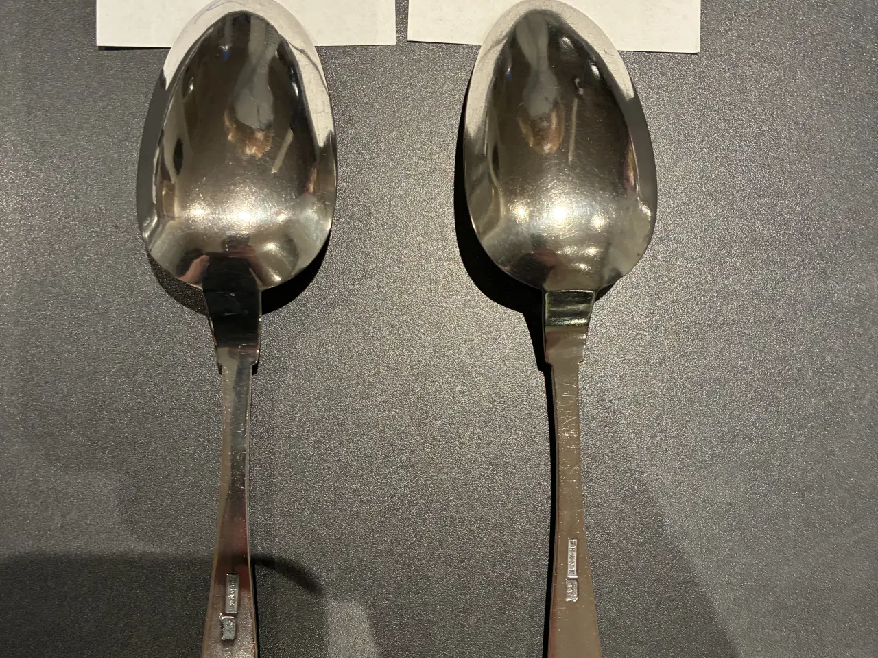 Billede 1 - Gamle dobbeltriflet middagsskeer i sølv