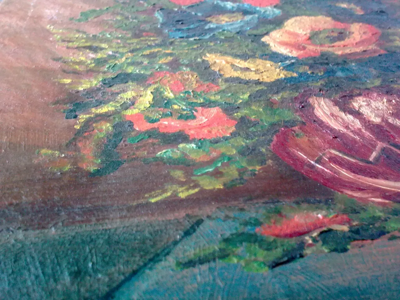 Billede 5 - MØRKT lille blomster maleri gammelt