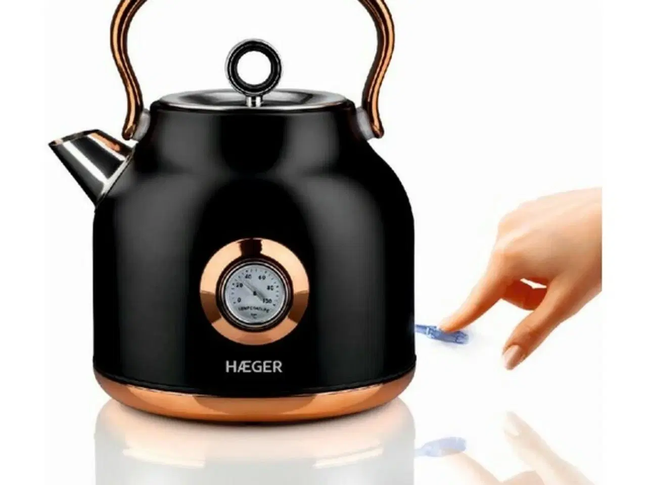 Billede 4 - Vandkedel og Elektrisk Tekedel Haeger EK-22B.024A Sort Rustfrit stål 2200 W 1,7 L