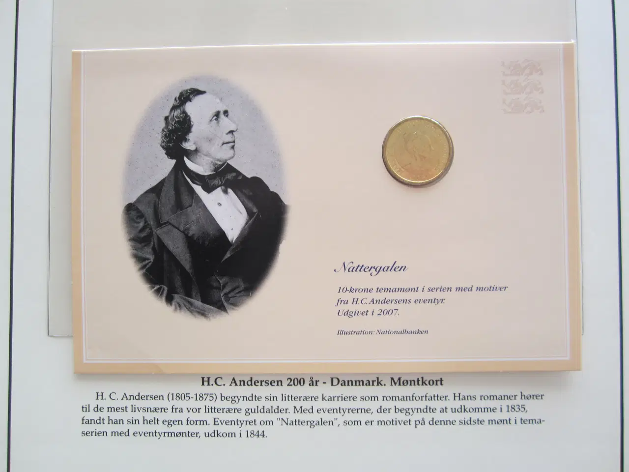 Billede 1 - Møntkort H.C. Andersen 200 år. "Nattergalen".