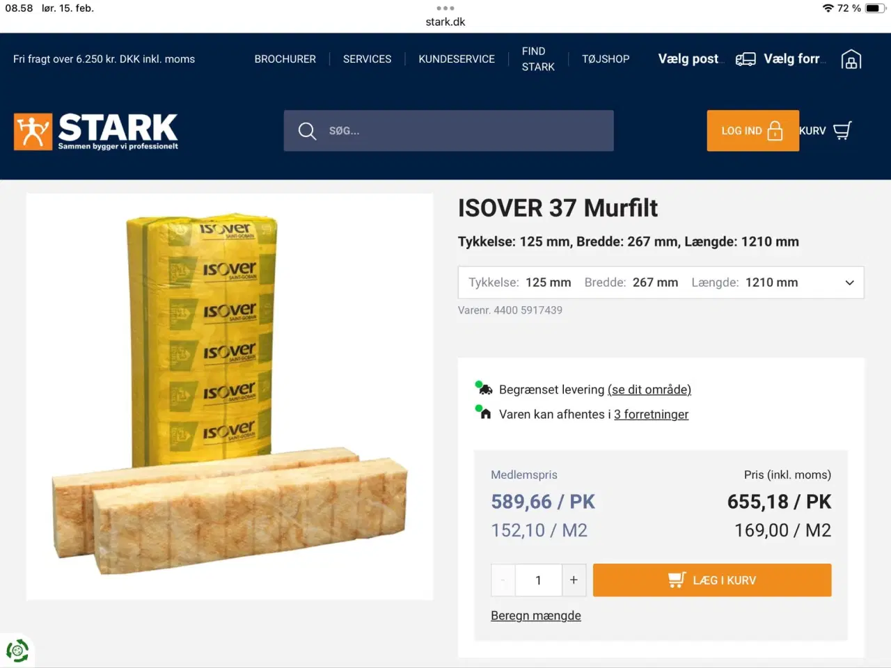 Billede 3 - Murisolering 121x267x125mm