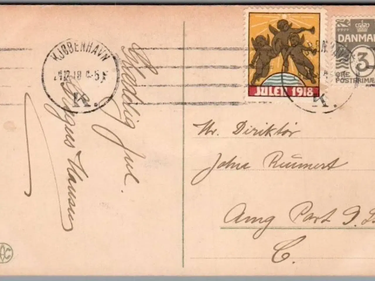 Billede 1 - Julemærke 1918 på Postkort