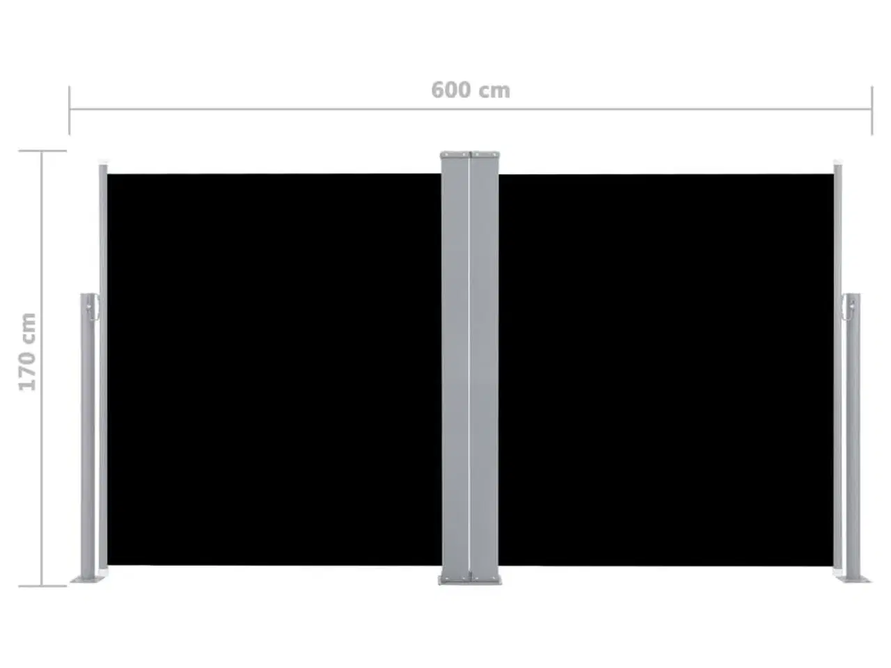 Billede 12 - Dobbelt sidemarkise til terrassen 170 x 600 cm sort