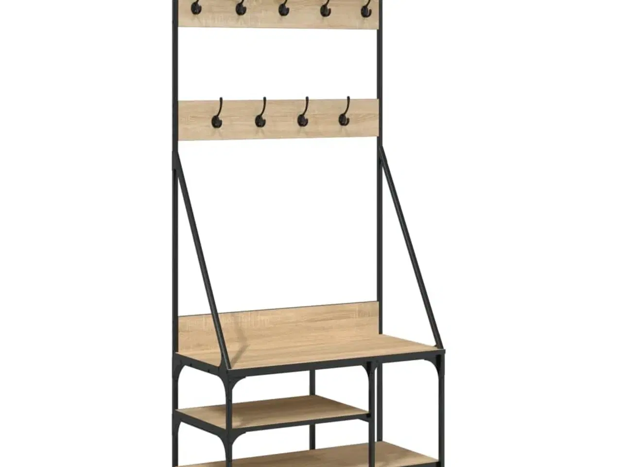 Billede 2 - Tøjstativ med skoopbevaring 80x40x184 cm sonoma-eg