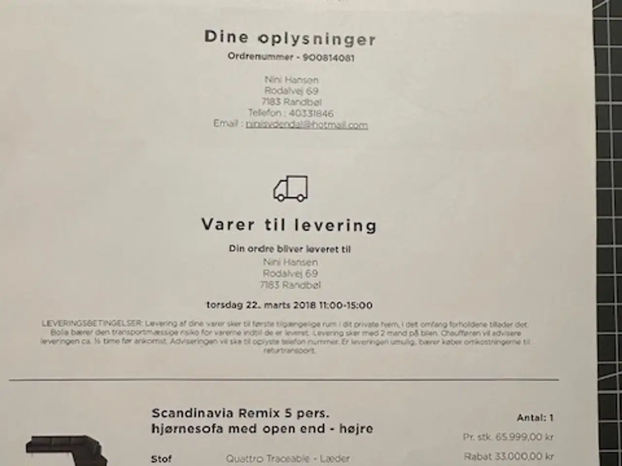 Billede 3 - Læder hjørnesofa med open end -