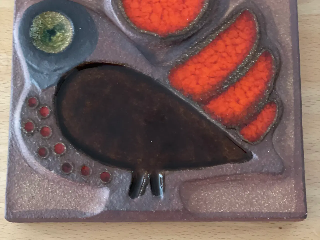 Billede 1 - Søholm relief nr. 3574-3 fugl med rød sol