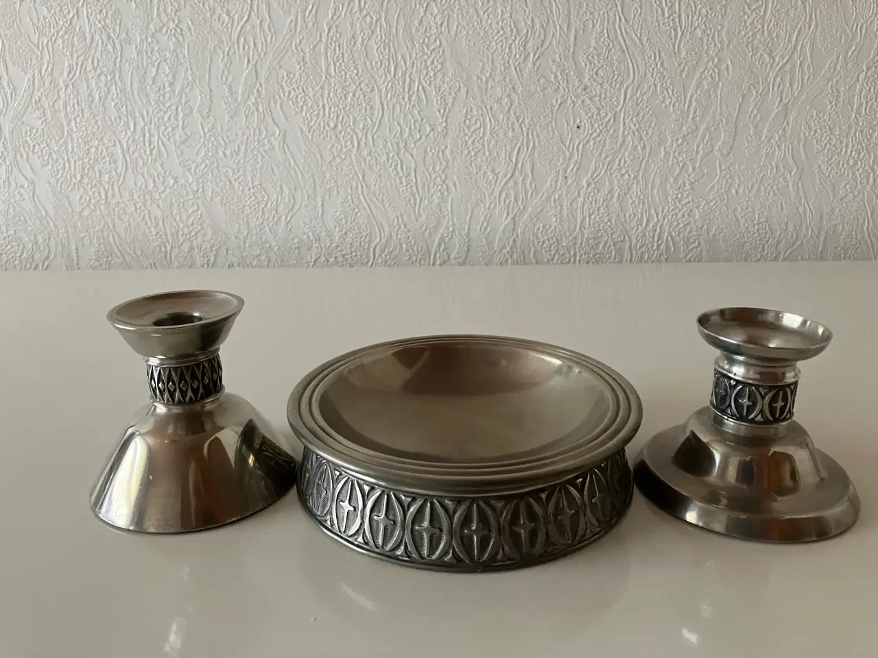 Billede 1 - Tin Lysestager og Askebæger