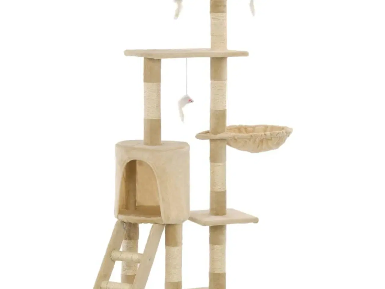 Billede 2 - Kradsetræ til katte med sisal-kradsestolper 138 cm beige