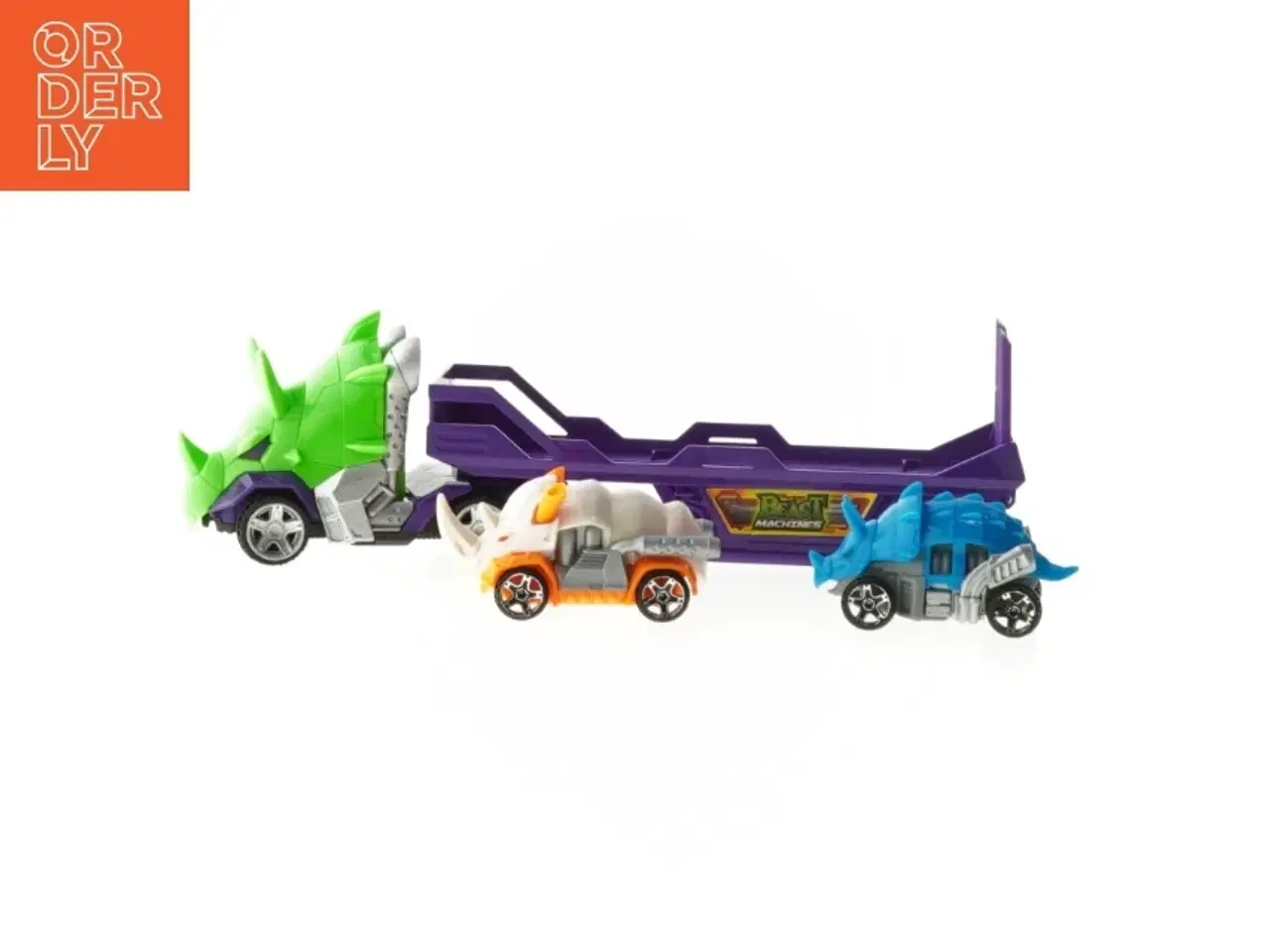 Billede 1 - Triceratopslastbil med 2 små biler (str. 23 cm)