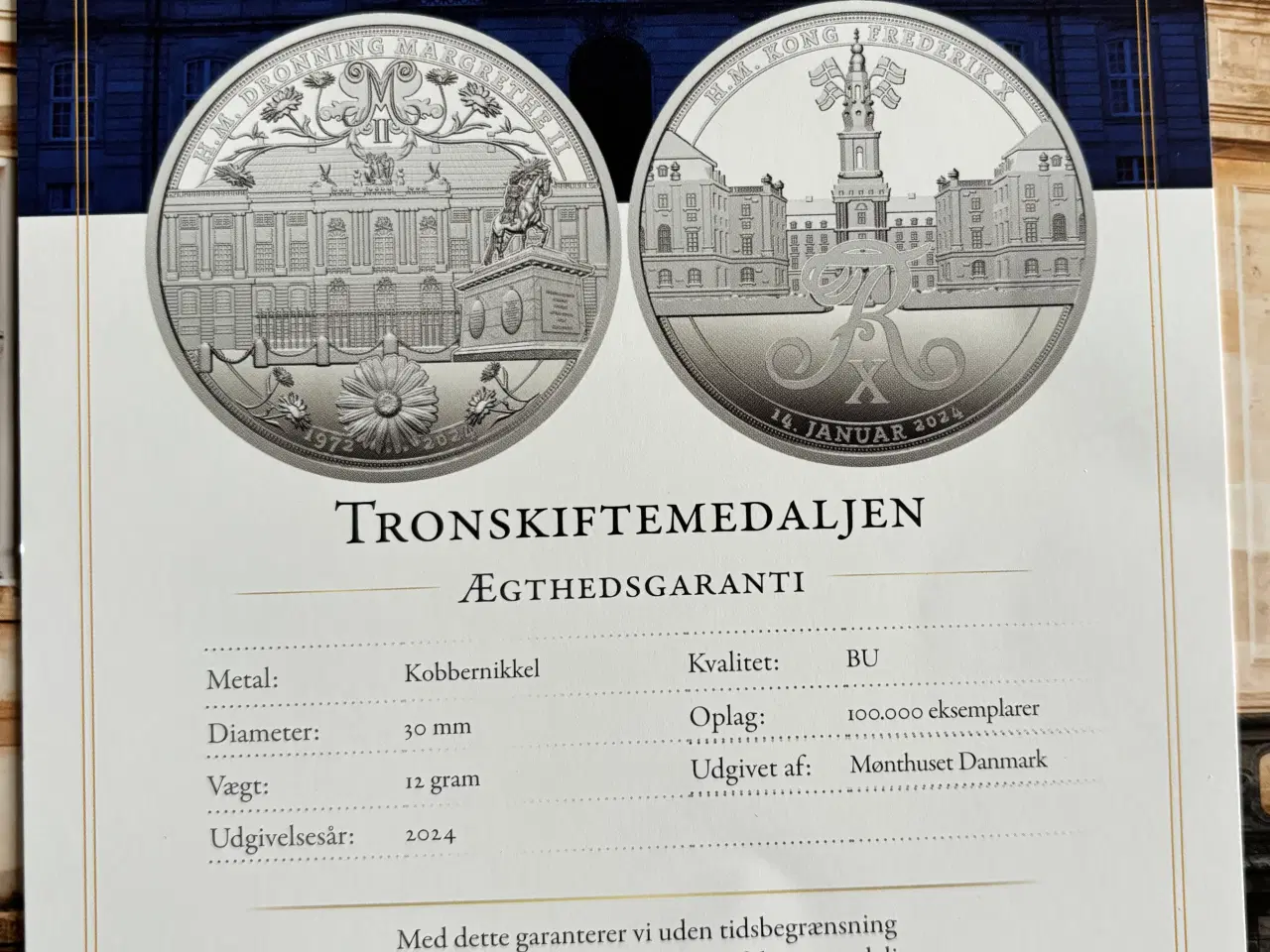 Billede 2 - Medalje, Tronskiftemedaljen