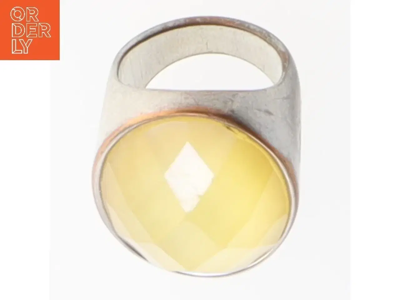 Billede 1 - Sølvring med gul sten (str. 55 mm)