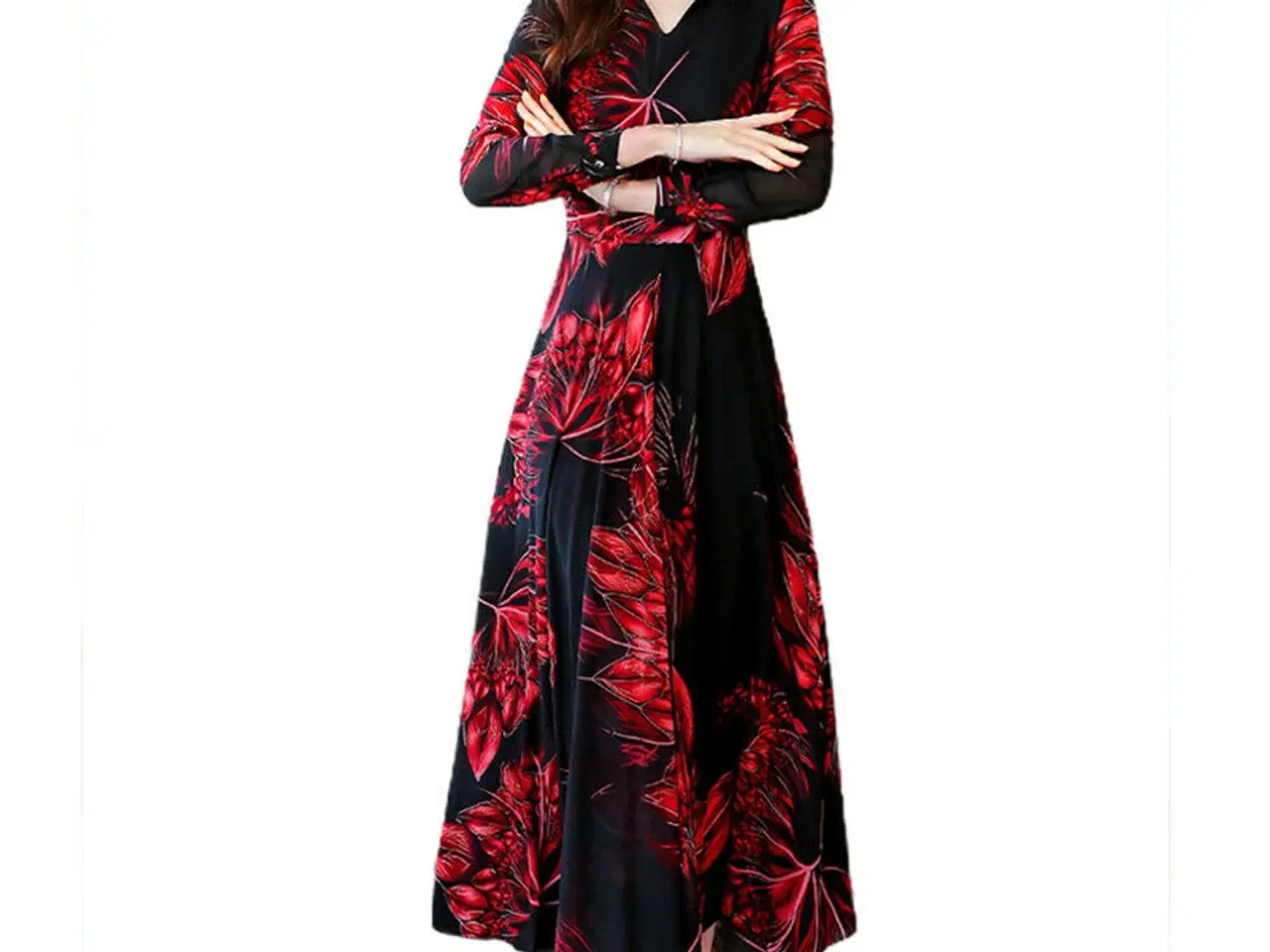 Billede 2 -  kjole med blomstret print./ Str: Large-XL-2XL-3XL