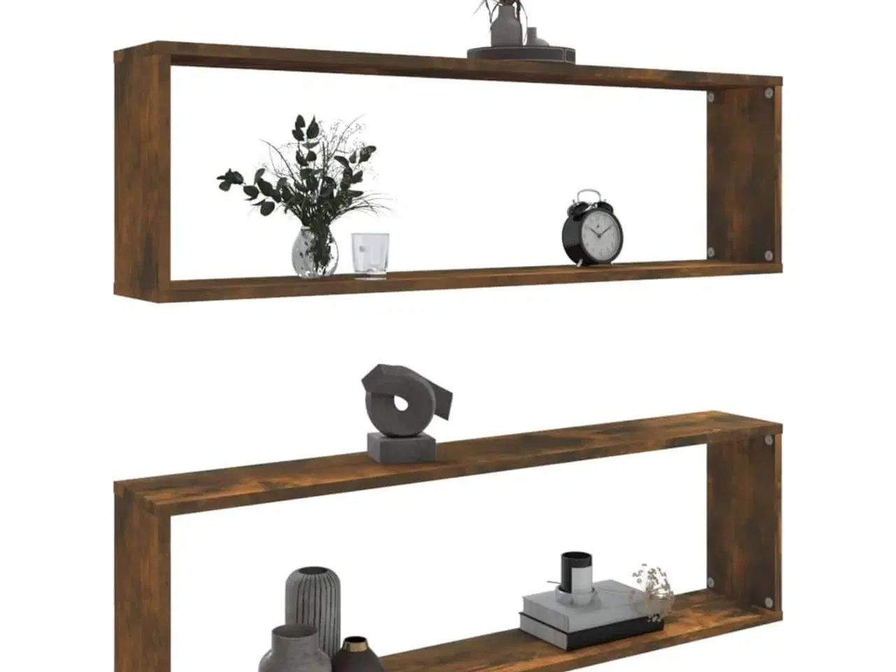 Billede 8 - Væghylder 2 stk. 100x15x30 cm konstrueret træ røget egetræ