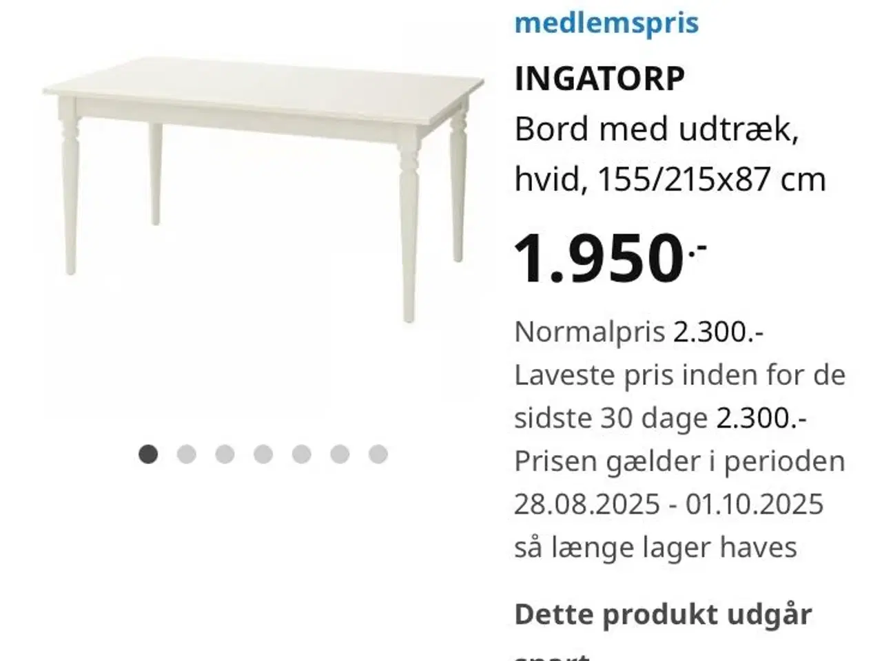 Billede 2 - Spisebord Ingatorp Ikea