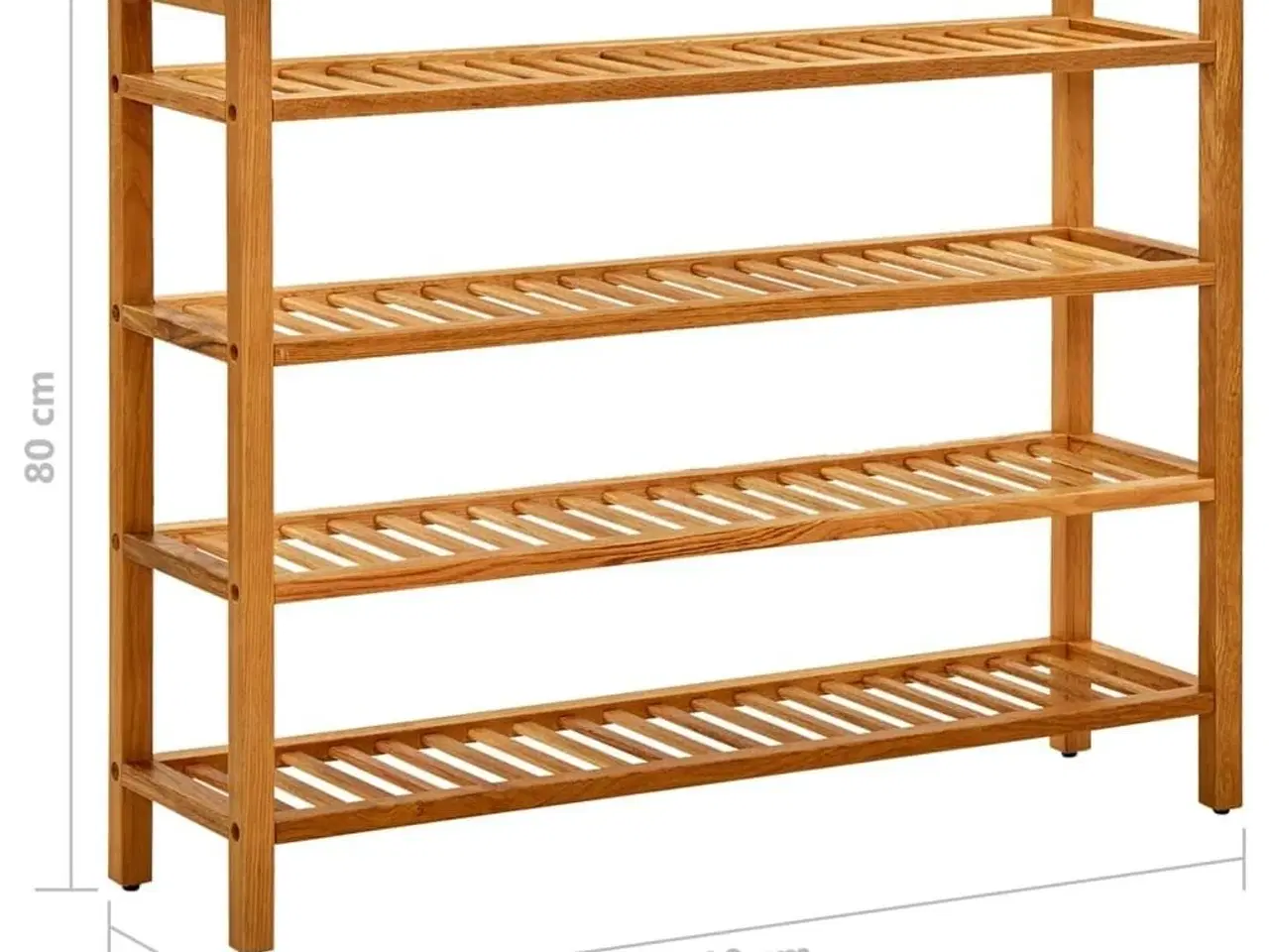 Billede 6 - Skostativ med 4 hylder 100x27x80 cm massivt egetræ