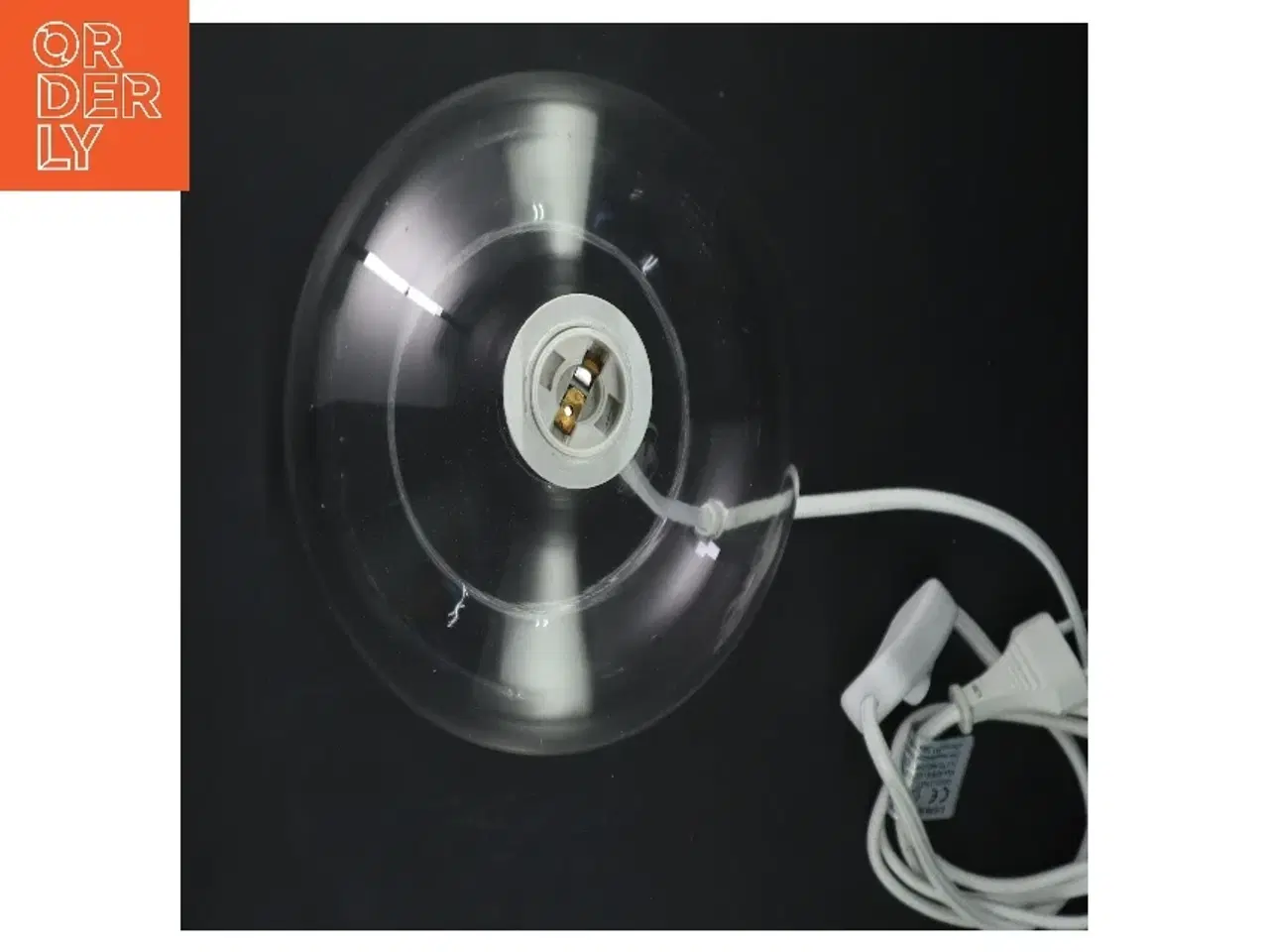 Billede 3 - Elegant glaslampe med stofledning (str. Ø 20 cm)