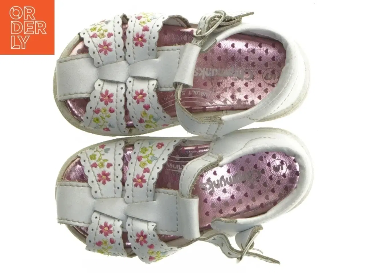 Billede 3 - Hvide børnesandaler med blomstermønster (str. 23 cm)