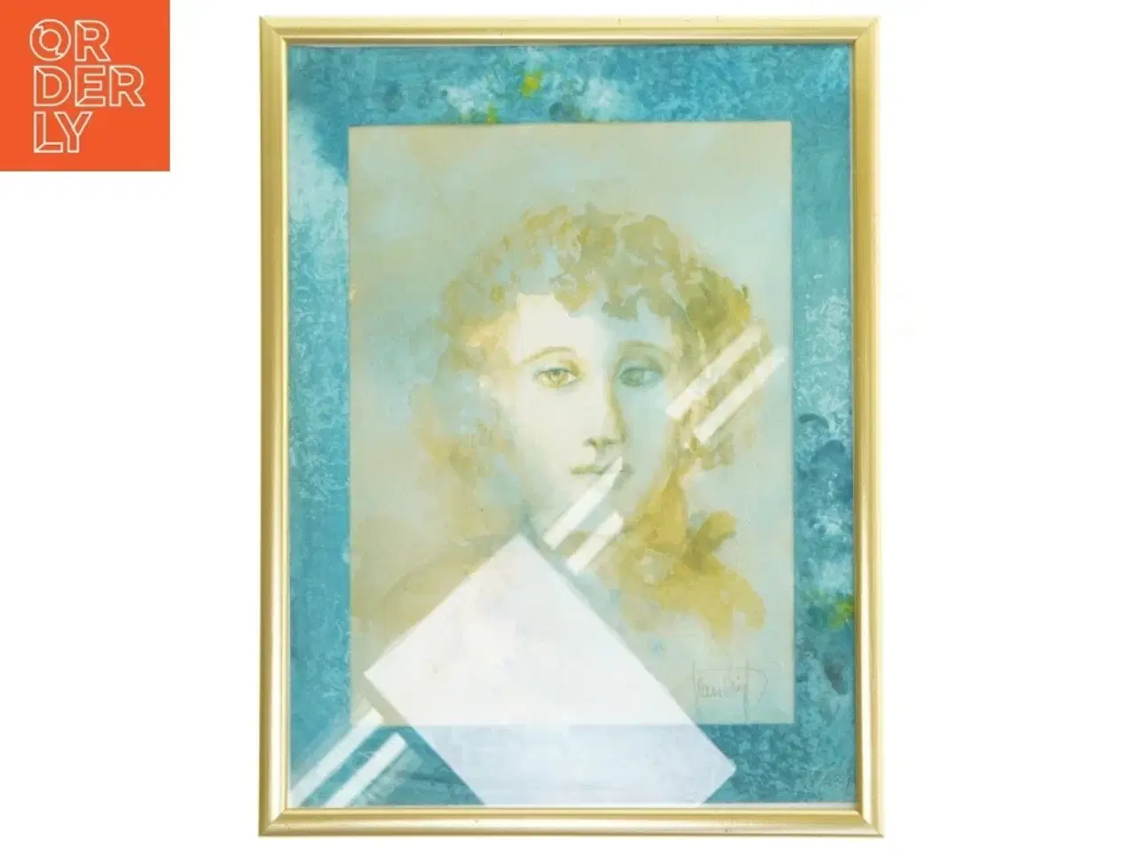 Billede 1 - Indrammet billede med abstrakt motiv (str. 42x32 cm)