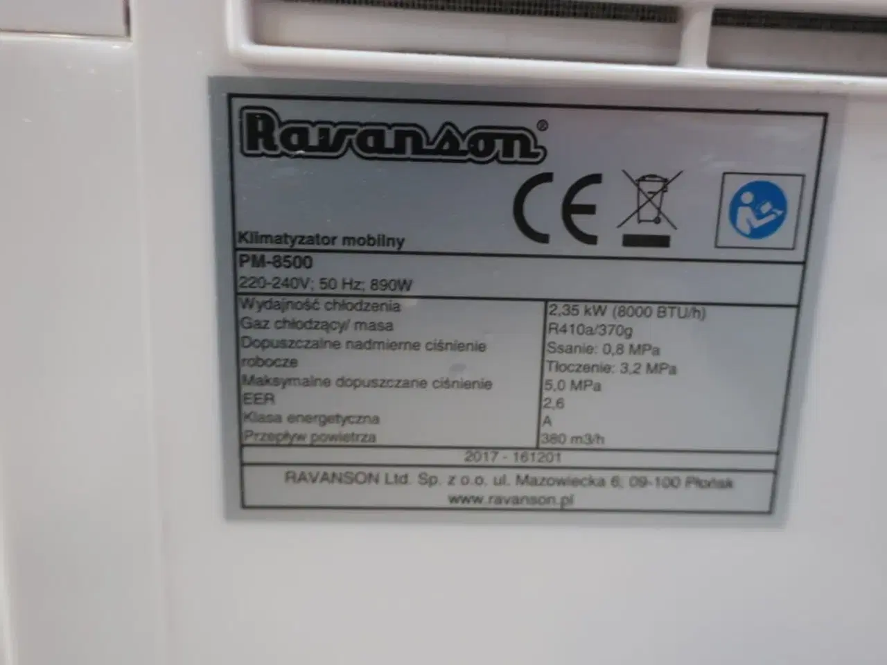 Billede 4 - Mobilt klimaanlæg RAVANSON PM-8500