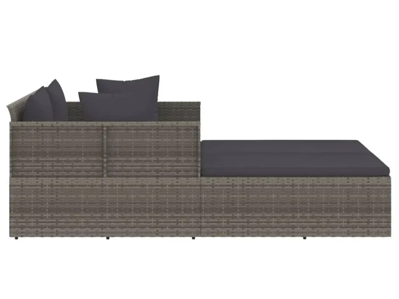 Billede 4 - Solseng med hynder 182x118x63 cm polyrattan grå