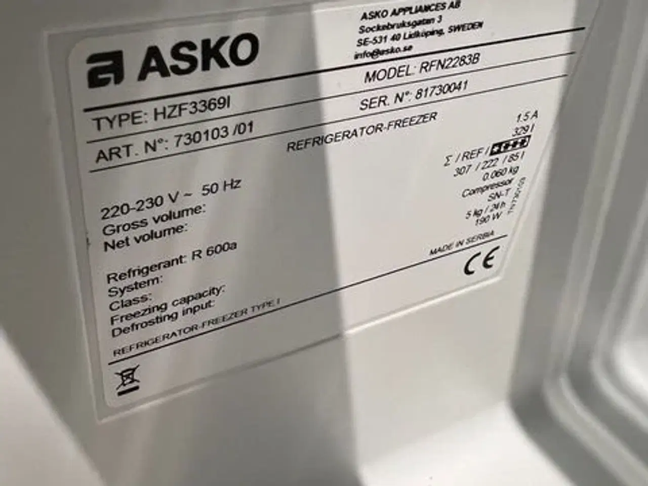 Billede 5 - Køle/fryseskab ASKO
