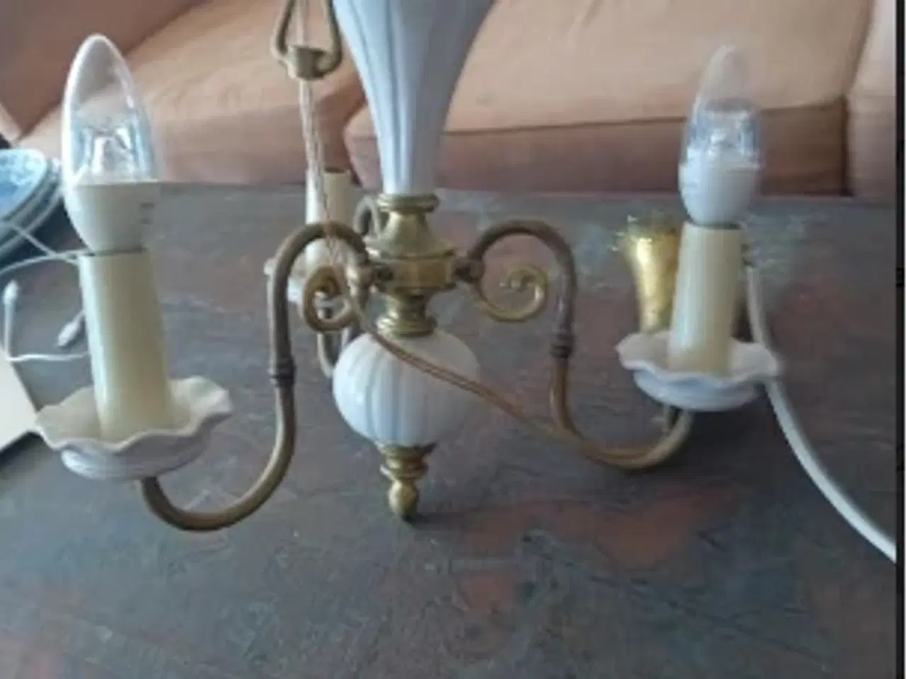 Billede 1 - Gammel porcelænslysekrone