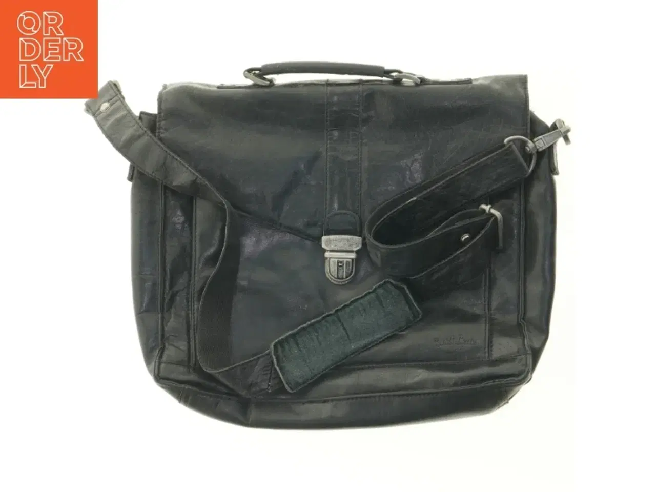 Billede 1 - Sort lædertaske til mænd (str. 39 x 32 cm)