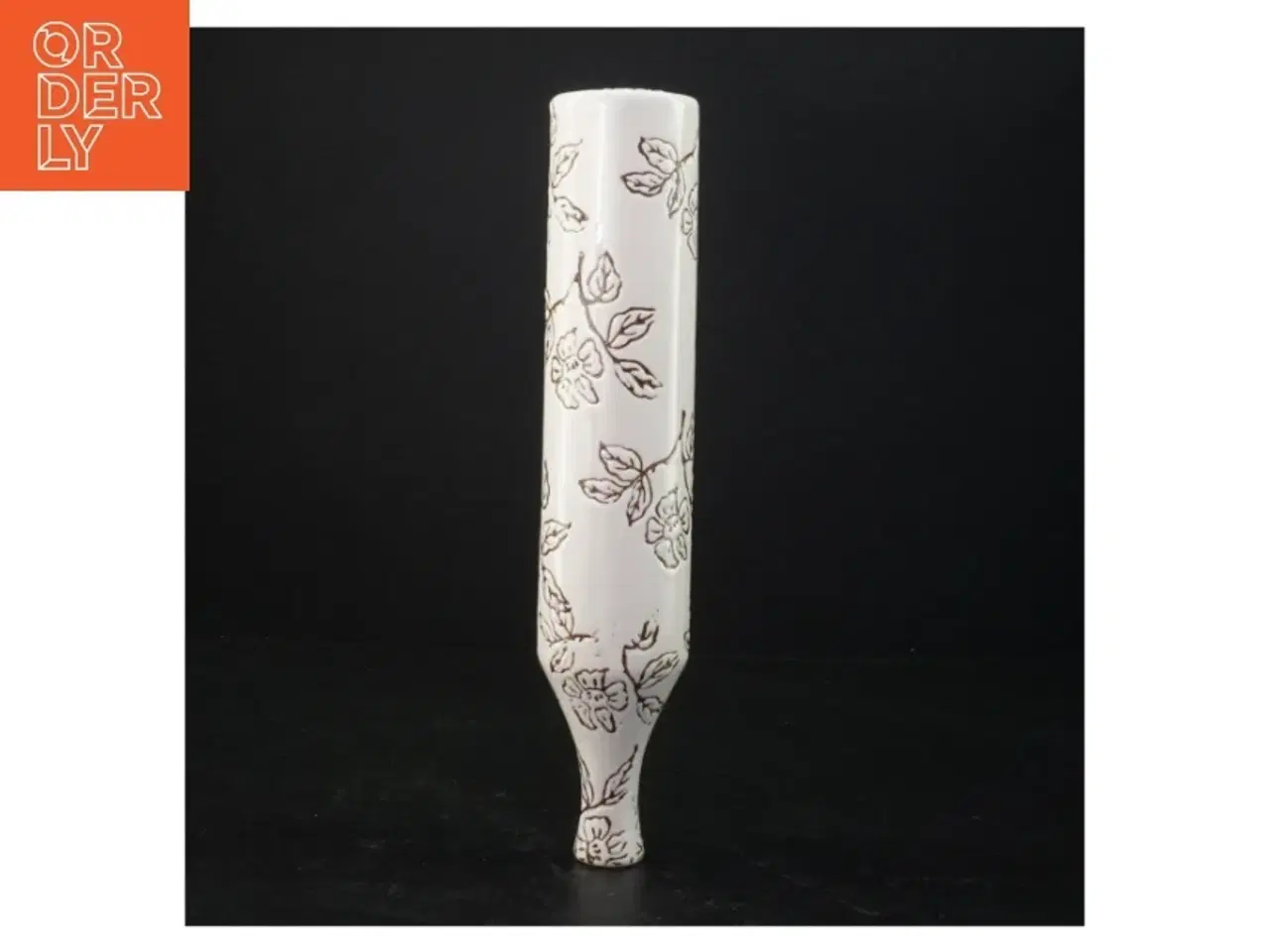 Billede 4 - Dekorativ keramik vase med blomstermotiv (str. 28 x 5 ,5 cm)