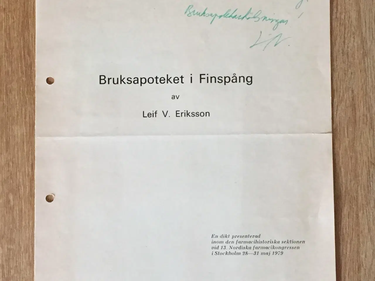 Billede 1 - Bruksapoteket i Finspång, af Leif V. Eriksson