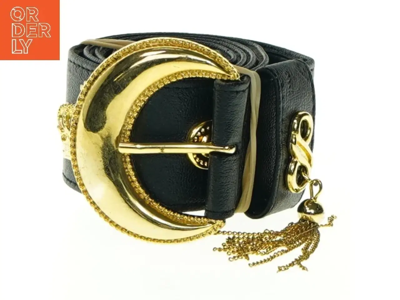Billede 1 - Sort bælte med guldspænde (str. Længde. 89 cm b. 4 cm)
