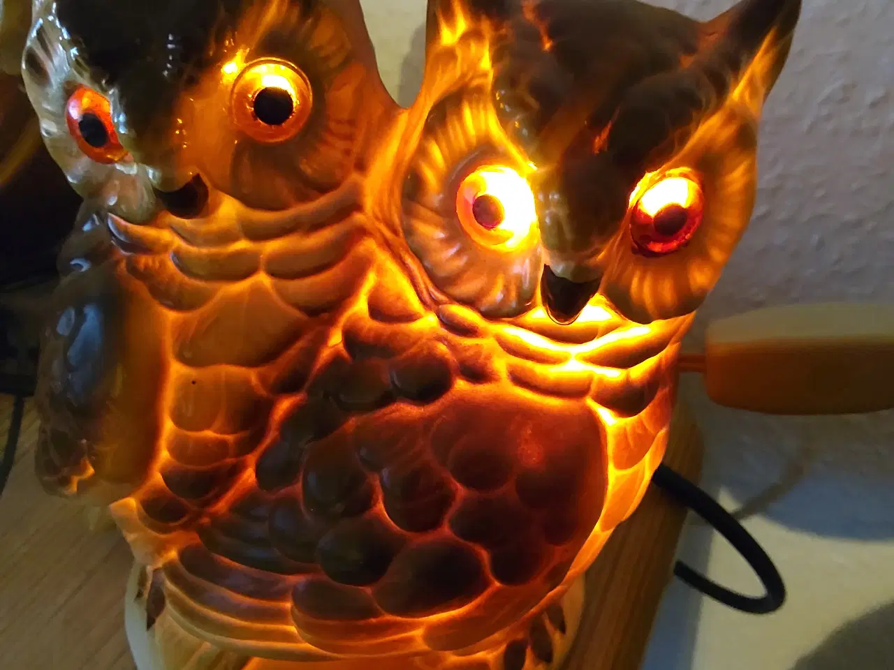 Billede 3 - Porcelæn lampe med 2 ugler