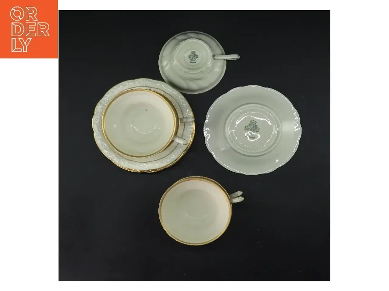 Billede 2 - Edelweiß porcelænskop og underkop med guldkant (str. 5 stk Ø 9,5 & 14 cm)
